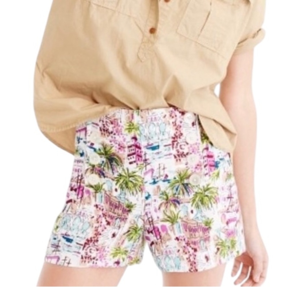 NWT J. Crew Harbor Print Linen Blend Sailor Shorts - 6
